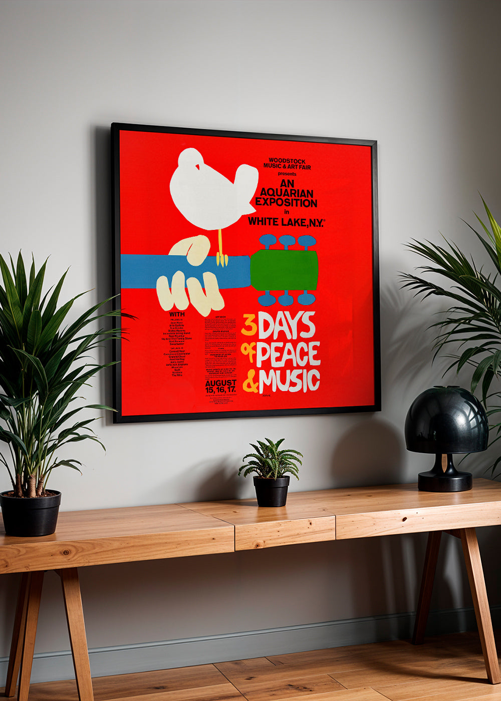 Vintage plakat Woodstock 1969 iøjnefaldende design