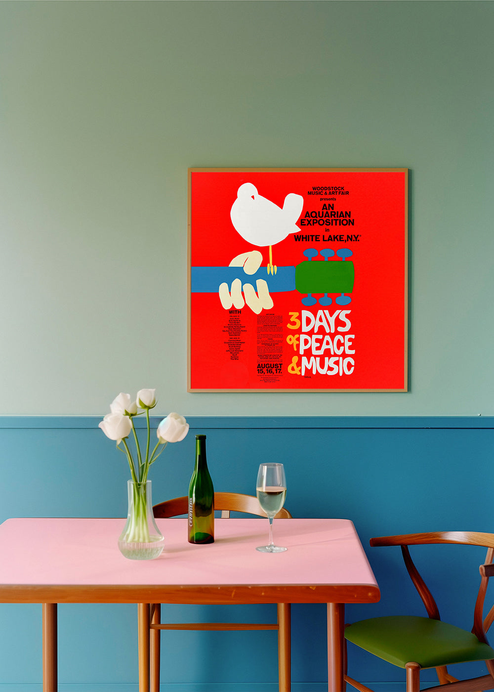Vintage plakat Woodstock 1969 iøjnefaldende design