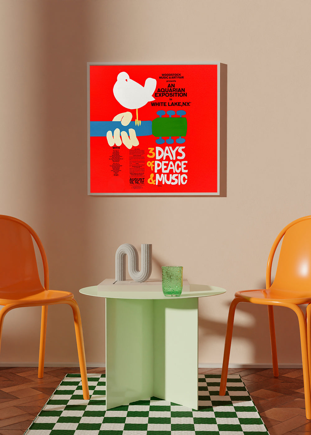 Vintage plakat Woodstock 1969 iøjnefaldende design