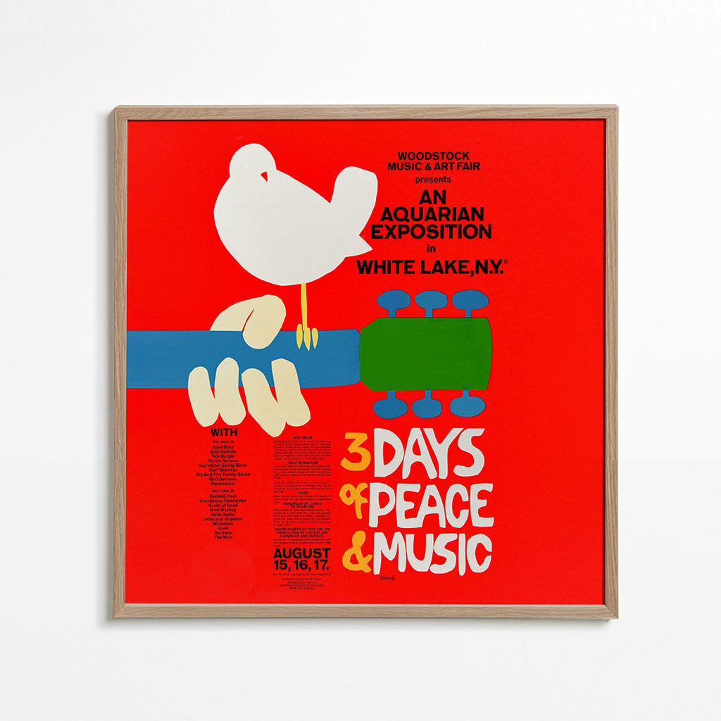 Vintage plakat Woodstock 1969 iøjnefaldende design