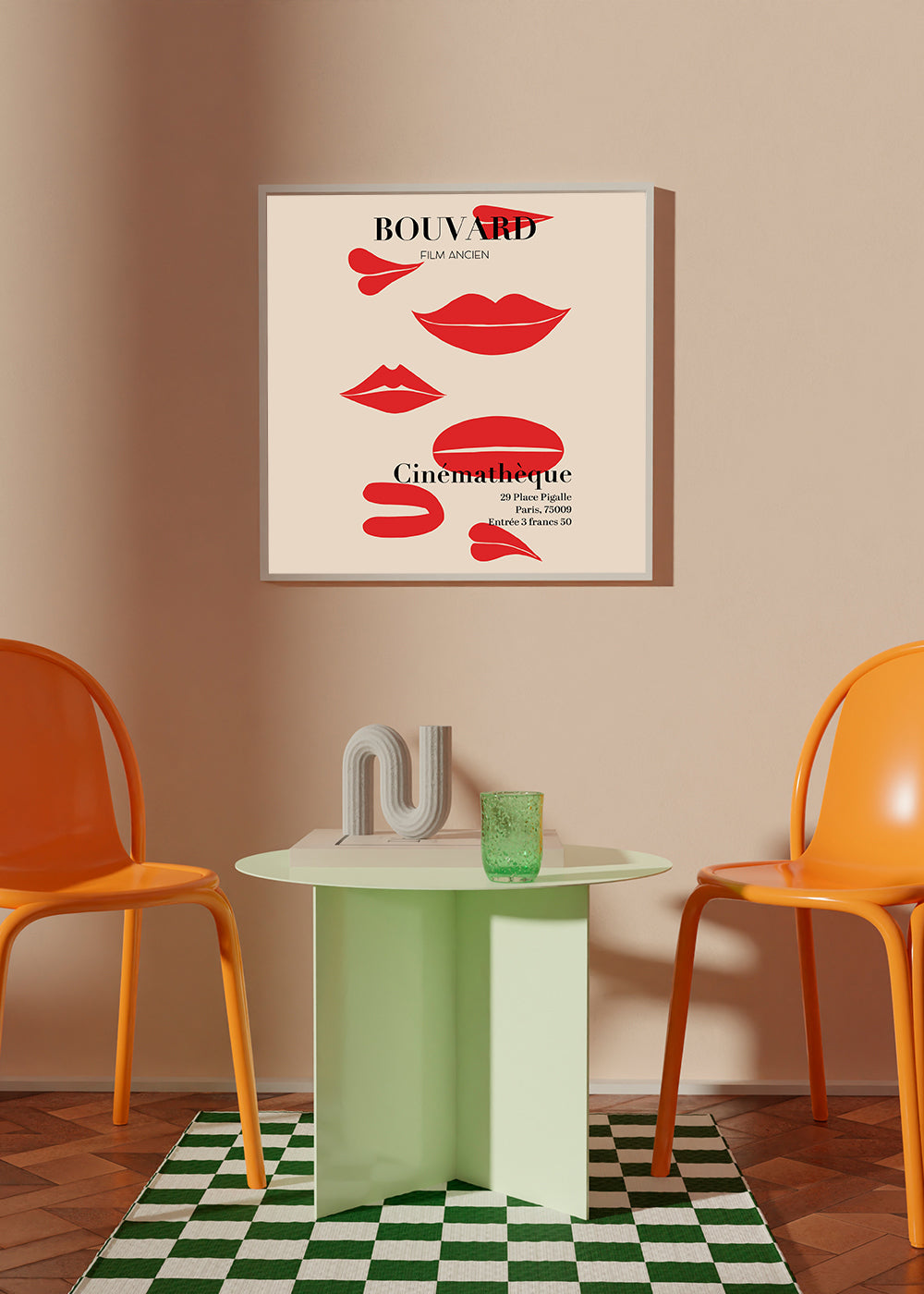 Vintage plakat med røde læber