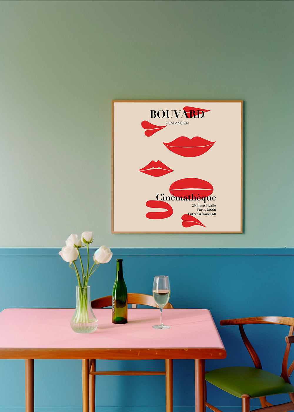Vintage plakat med røde læber