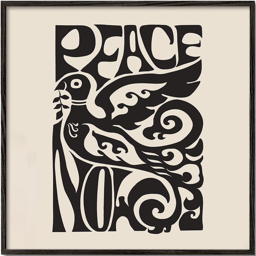 Vintage plakat med typografisk due 'Peace Now'