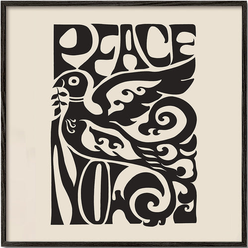 Vintage plakat med typografisk due 'Peace Now'
