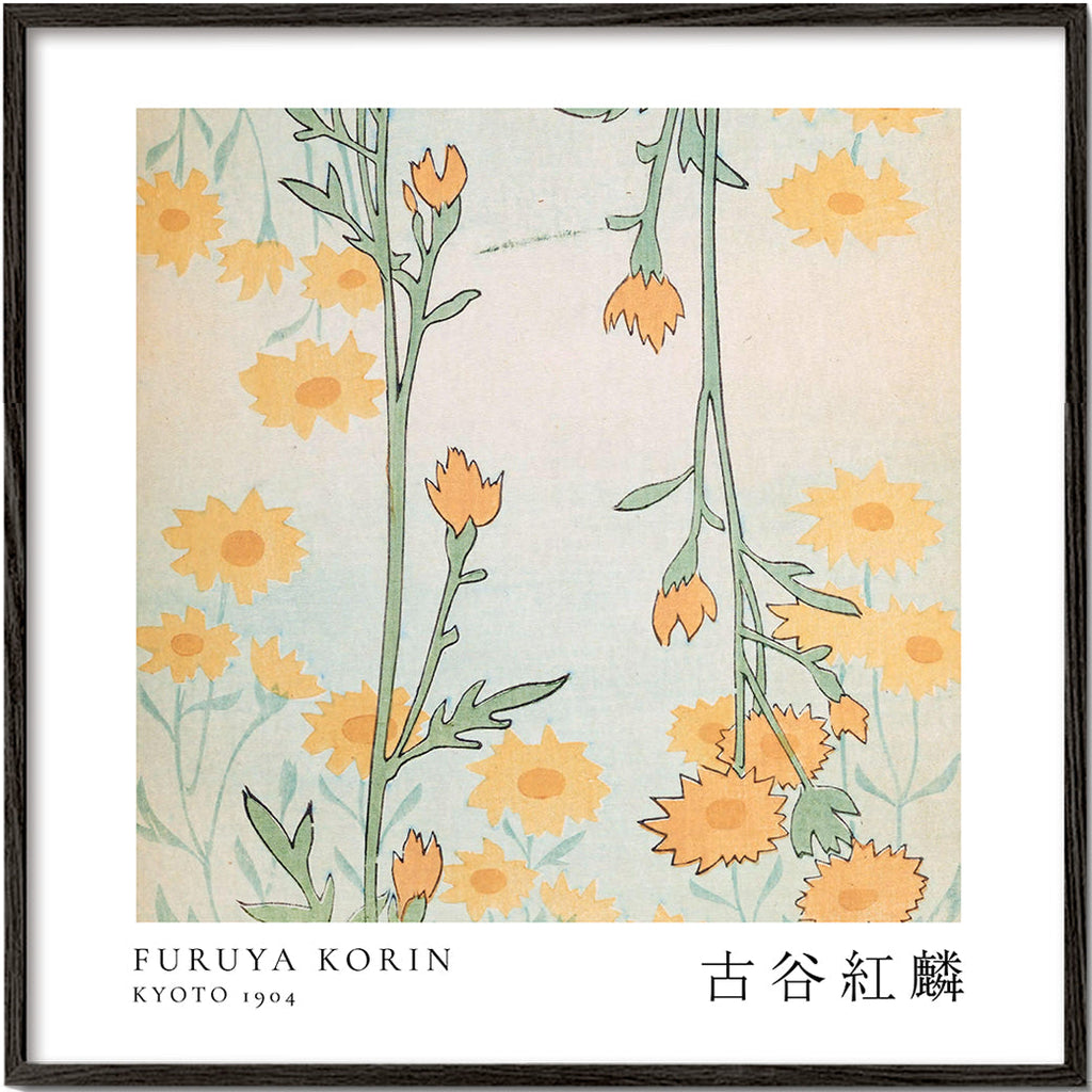 Botanisk plakat Korin: stiliserede japanske blomster