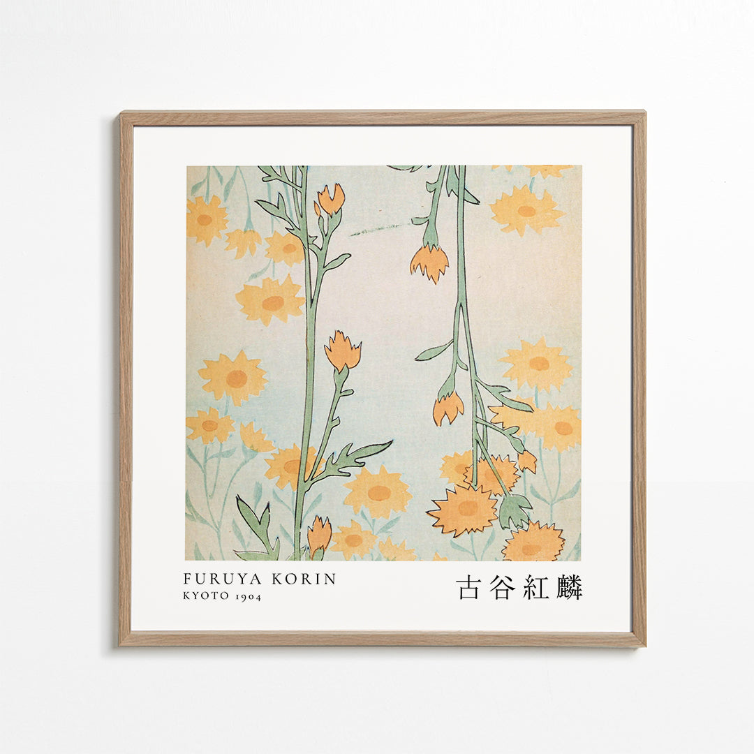 Botanisk plakat Korin: stiliserede japanske blomster