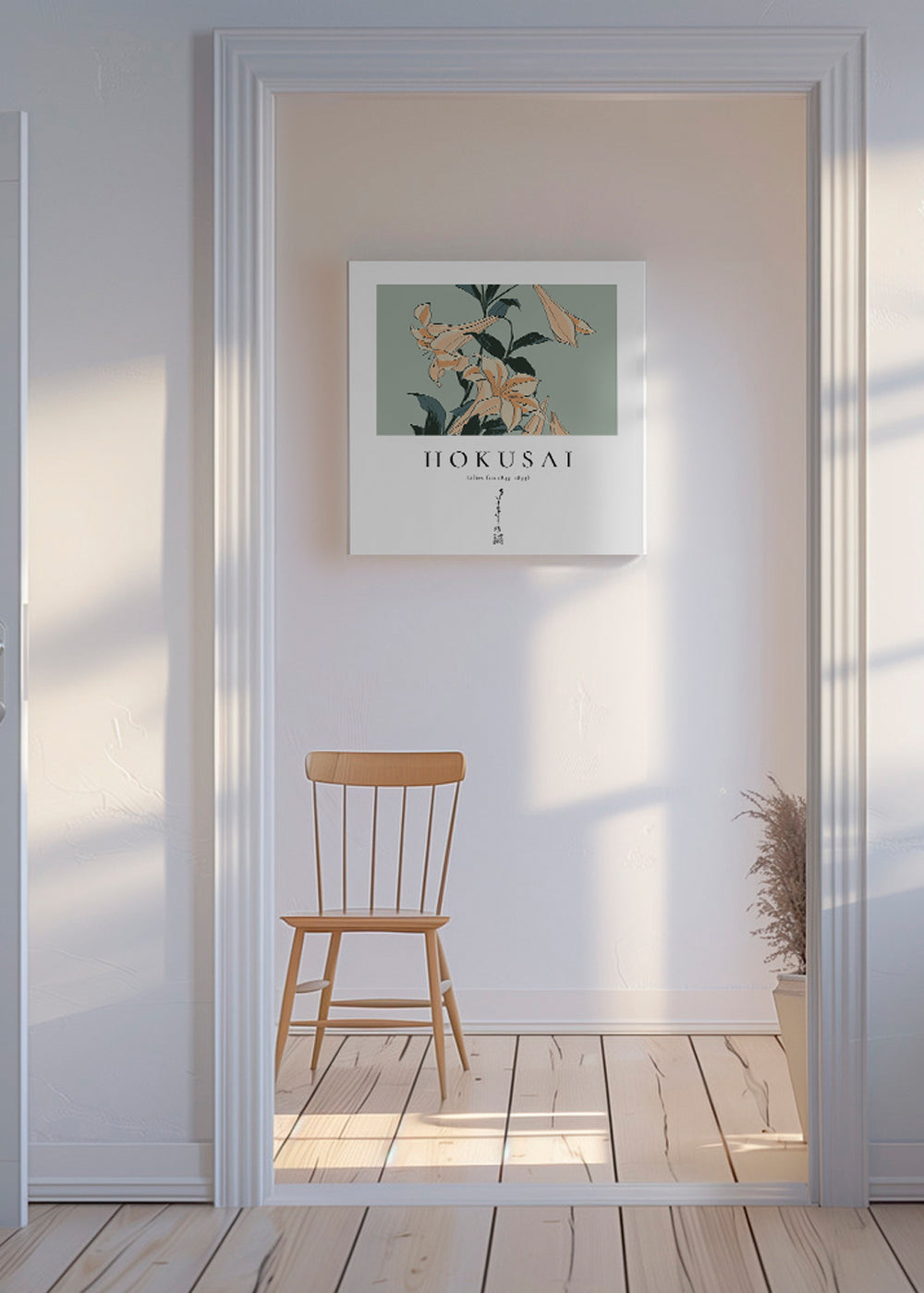 Botanisk liljeplakat i Hokusai-stil