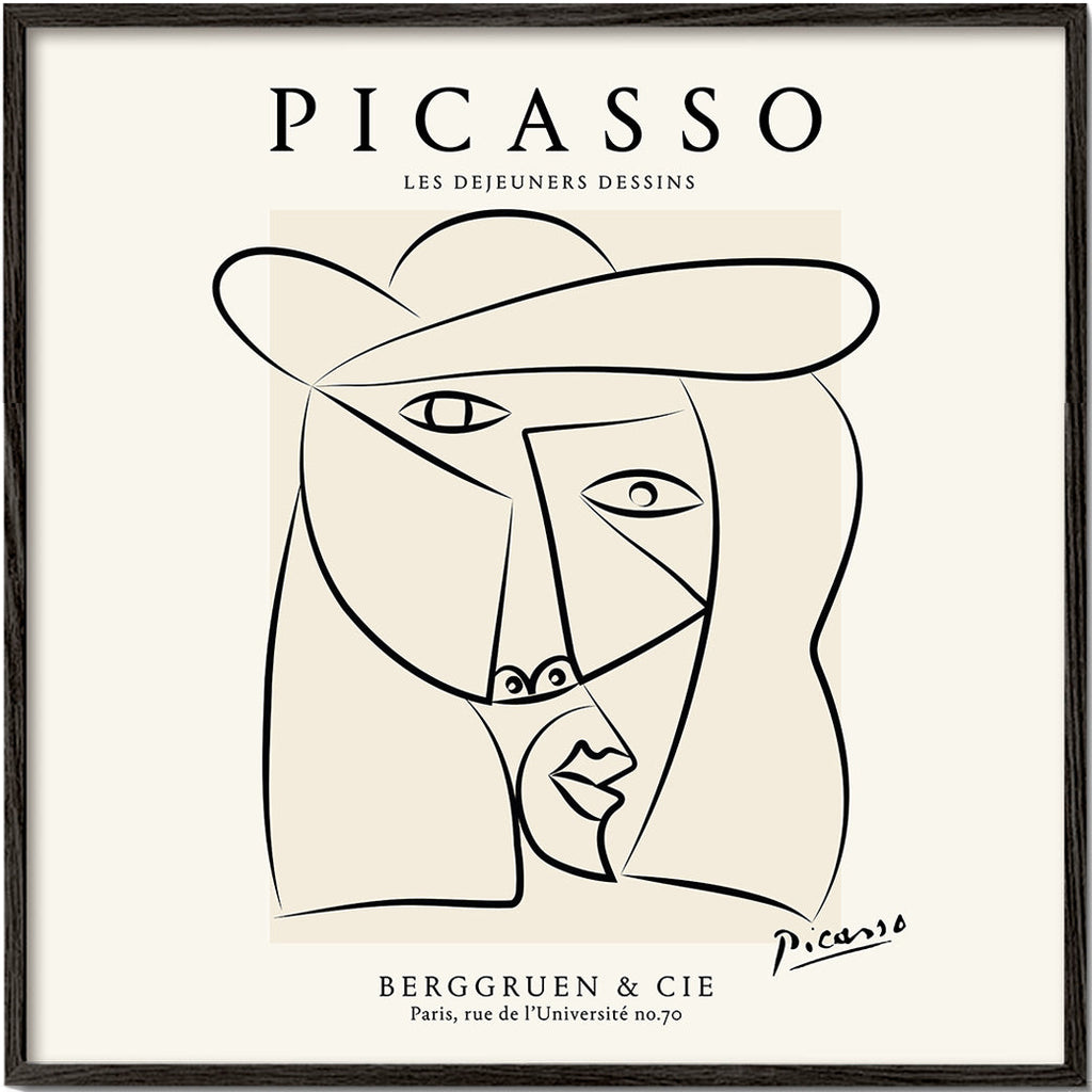 Linjeillustration portræt i Picasso-stil