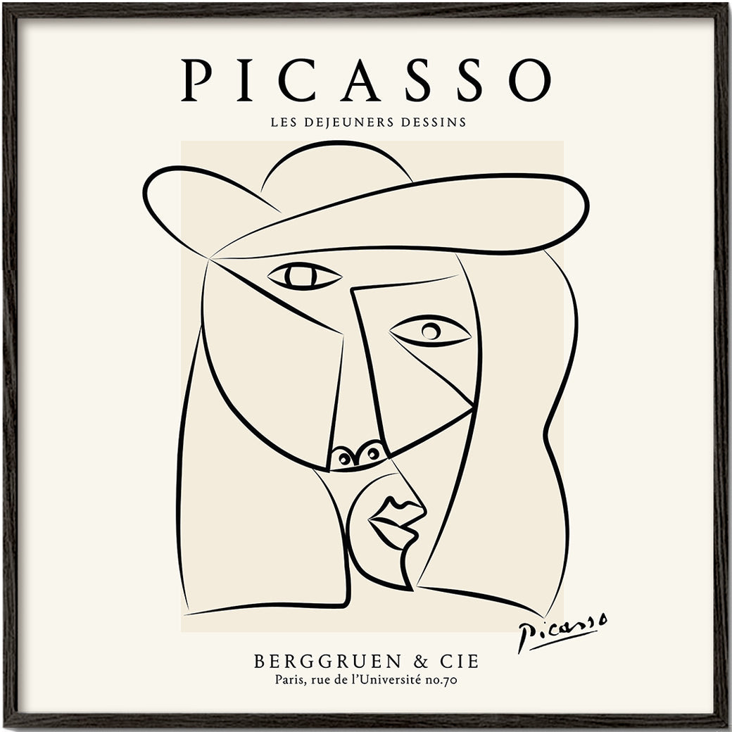 Linjeillustration portræt i Picasso-stil