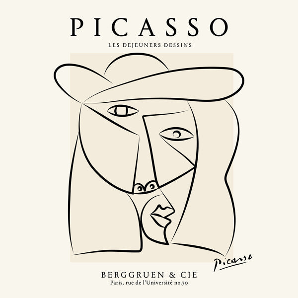 Linjeillustration portræt i Picasso-stil