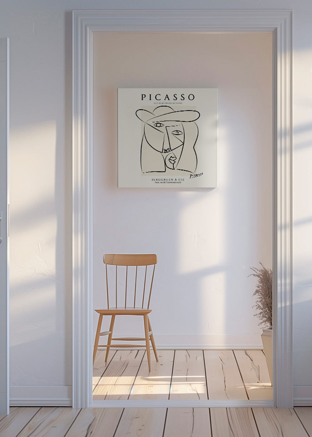 Linjeillustration portræt i Picasso-stil