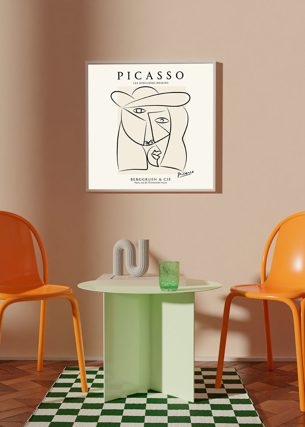 Linjeillustration portræt i Picasso-stil