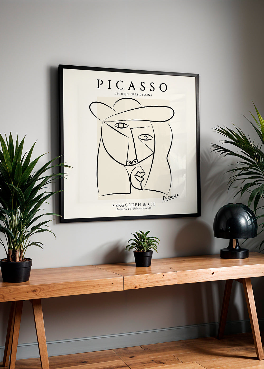 Linjeillustration portræt i Picasso-stil