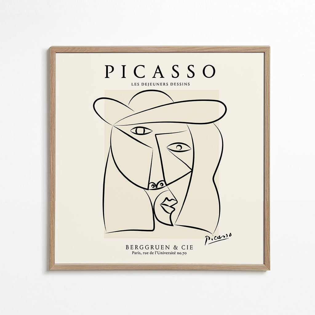 Linjeillustration portræt i Picasso-stil