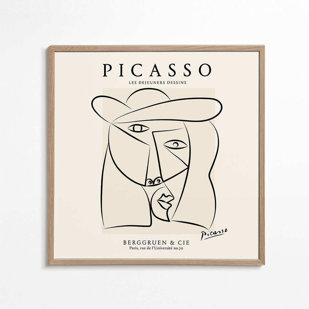 Linjeillustration portræt i Picasso-stil