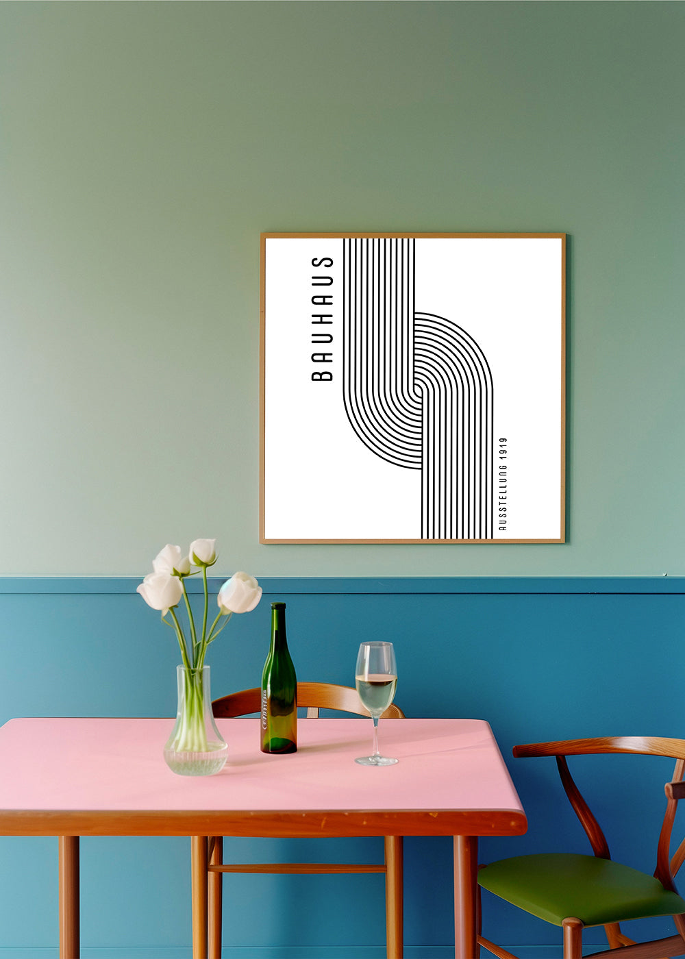 Geometrisk plakat Bauhaus bøjede linjer