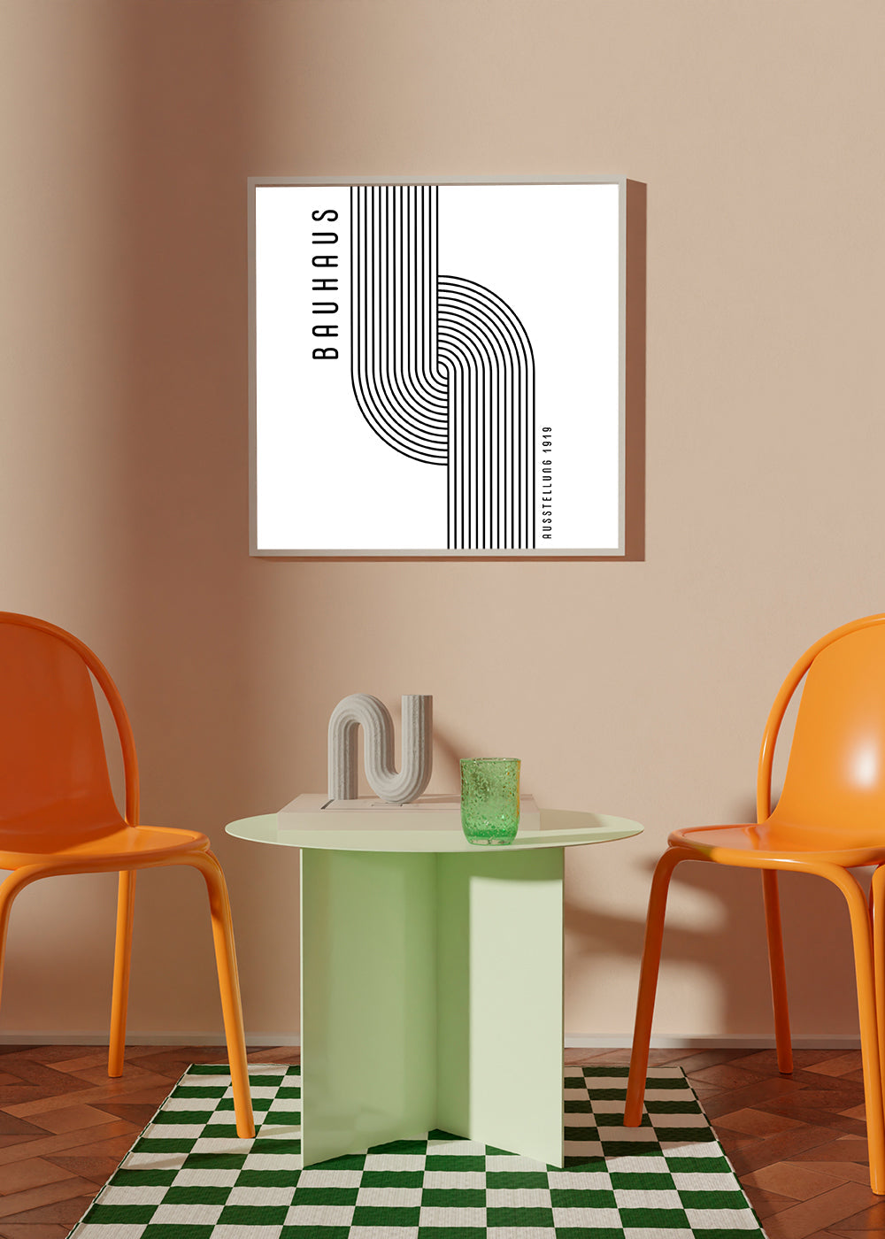 Geometrisk plakat Bauhaus bøjede linjer