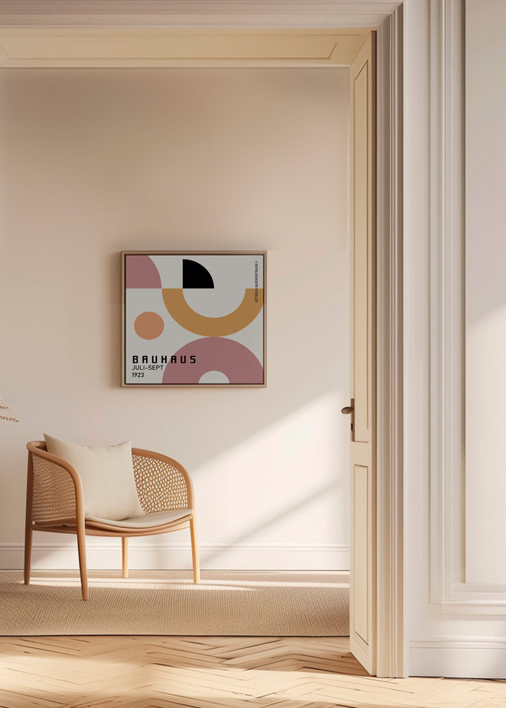 Geometrisk Bauhaus-plakat med cirkulære former