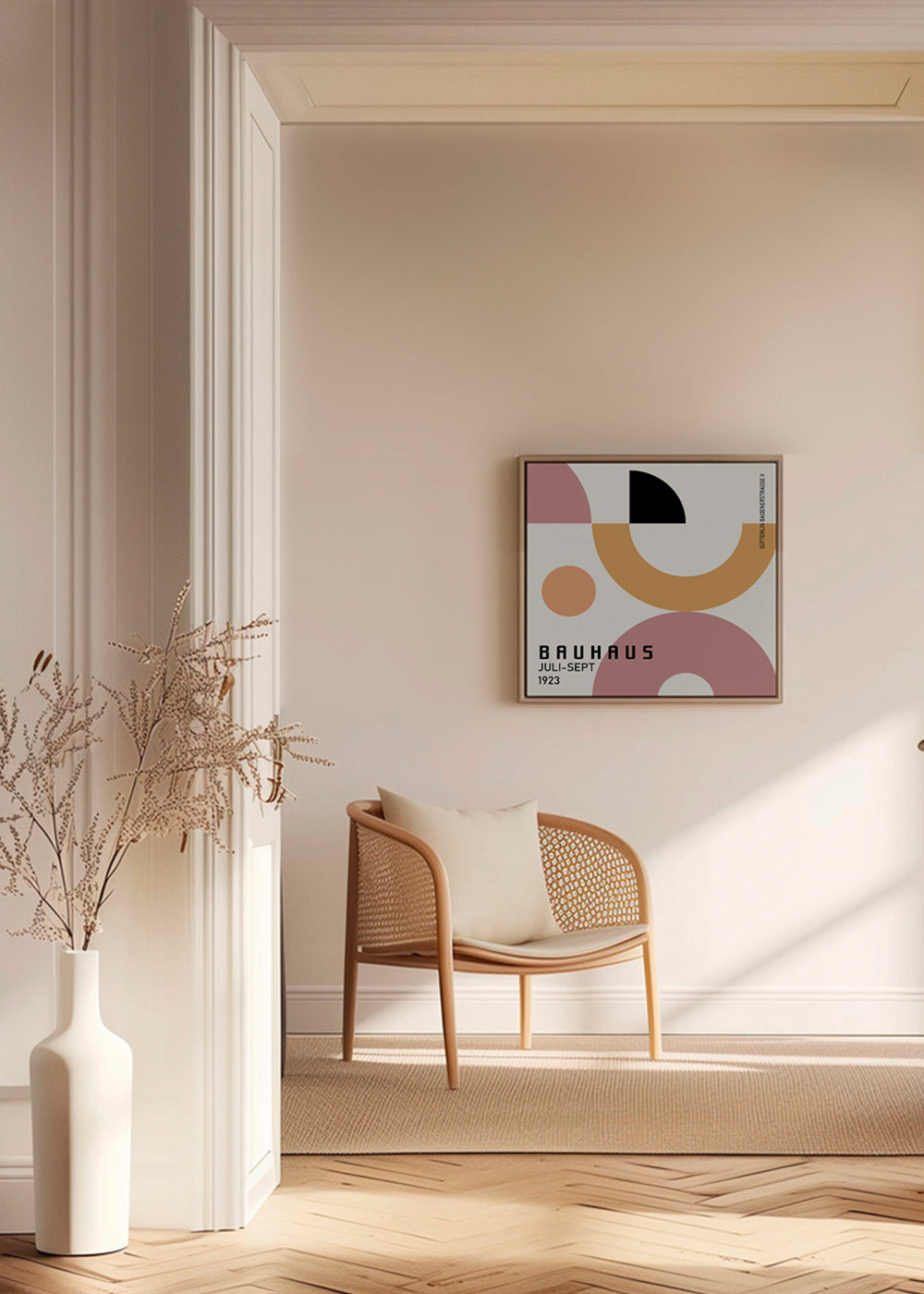 Geometrisk Bauhaus-plakat med cirkulære former