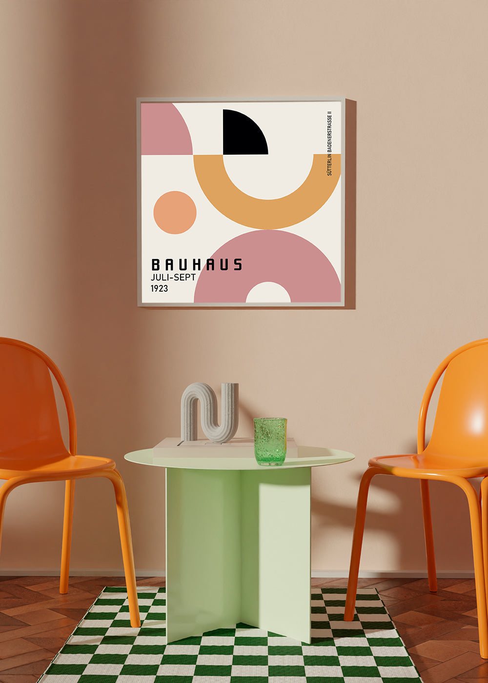 Geometrisk Bauhaus-plakat med cirkulære former