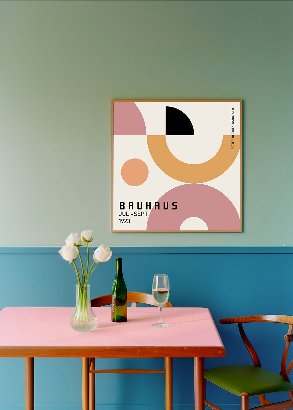 Geometrisk Bauhaus-plakat med cirkulære former