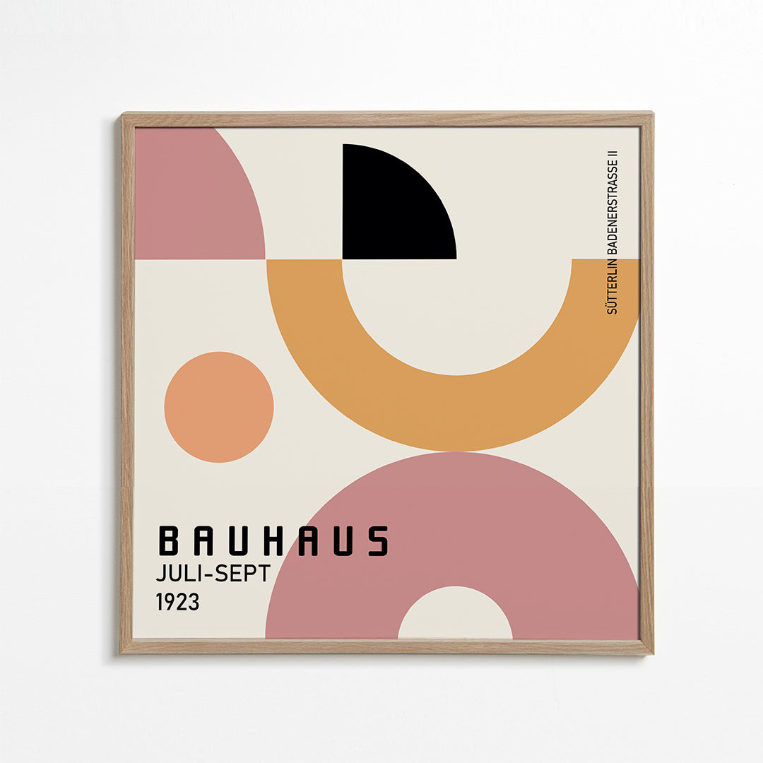 Geometrisk Bauhaus-plakat med cirkulære former