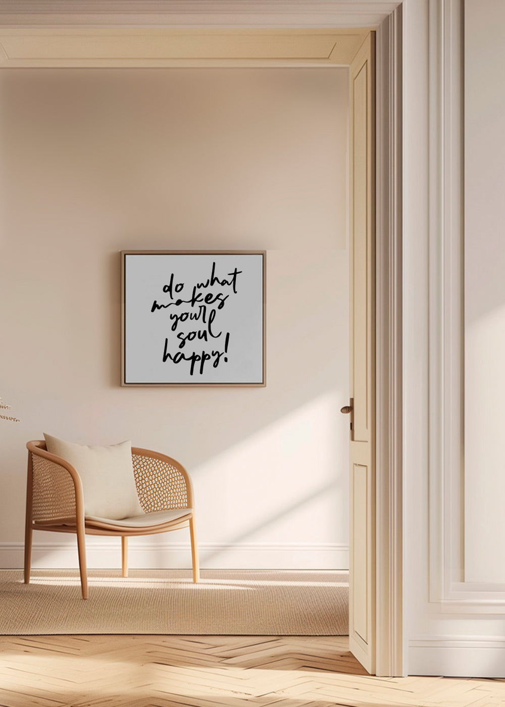 Minimalistisk plakat med håndskrevet citat