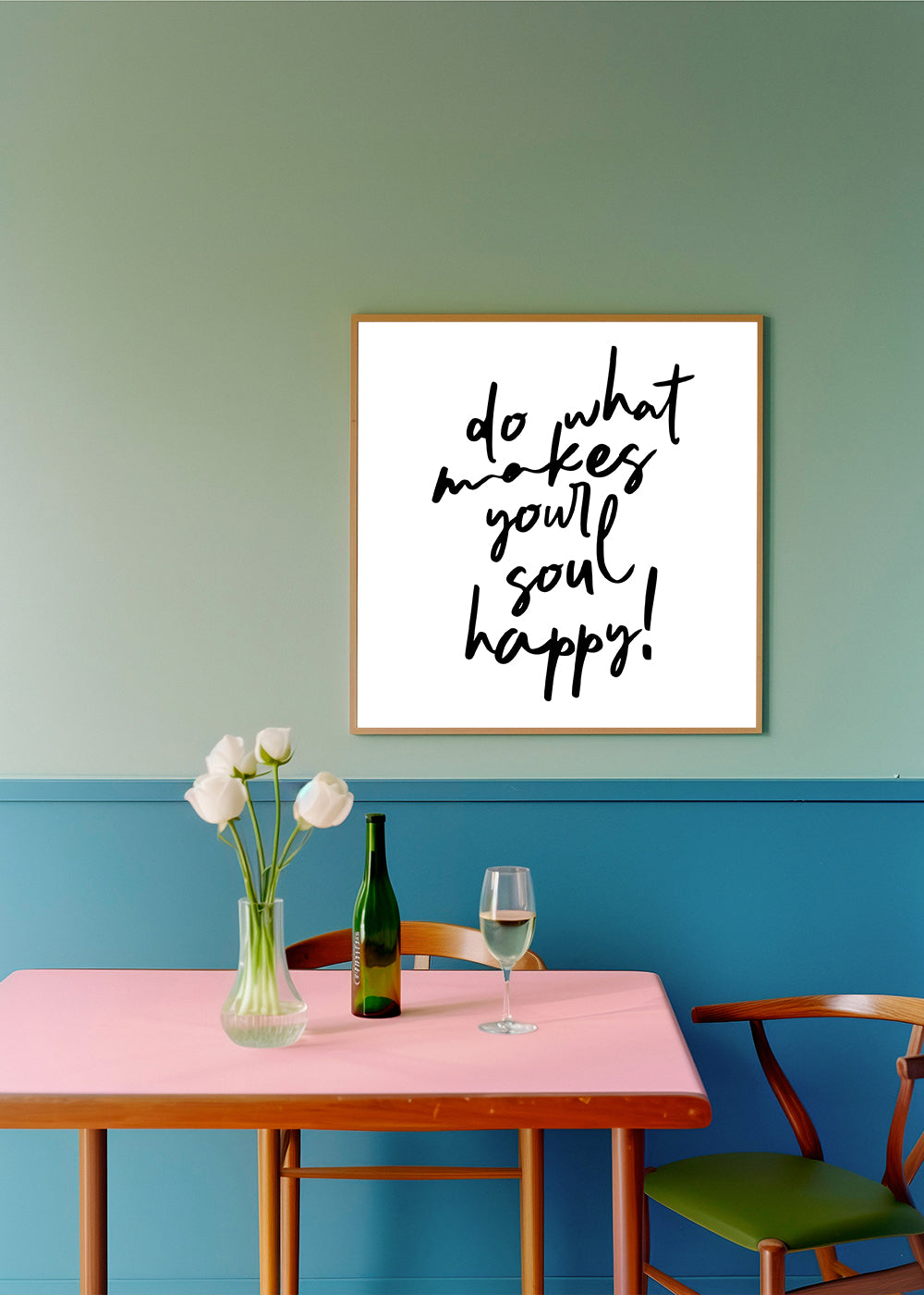 Minimalistisk plakat med håndskrevet citat
