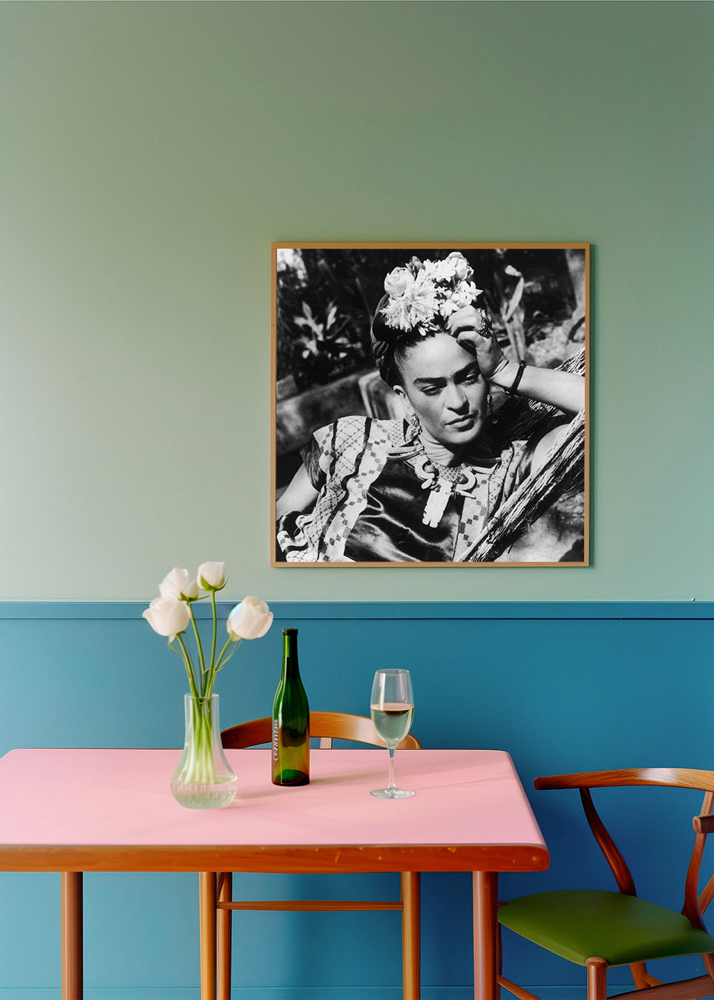 Vintage portrætfotografi med blomster