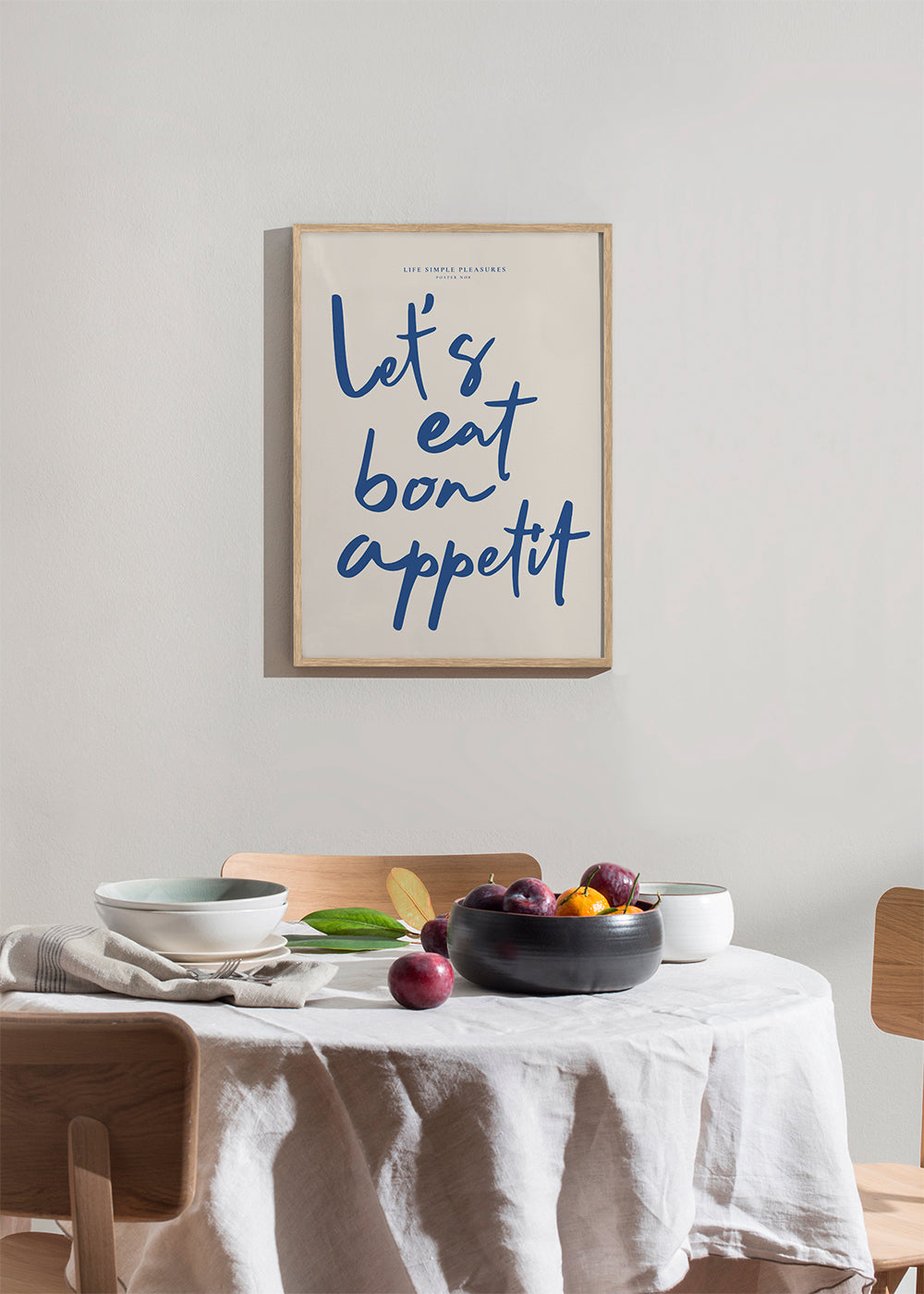 Køkkenkunst med fed blå skrift