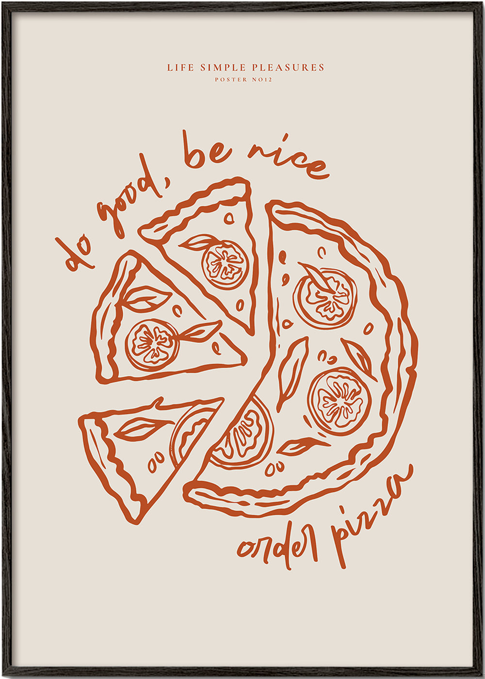 Køkkenkunst med minimalistisk pizzaillustration