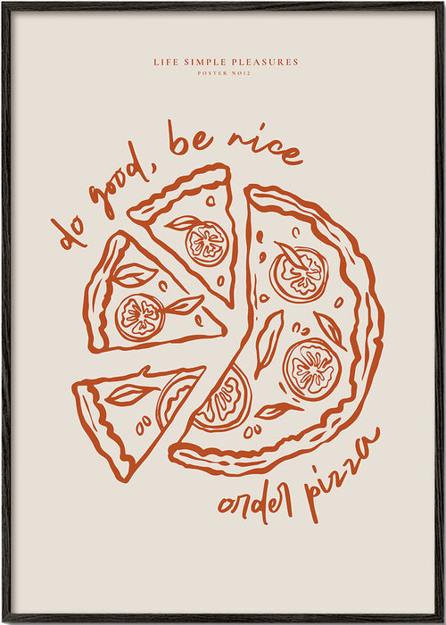 Køkkenkunst med minimalistisk pizzaillustration