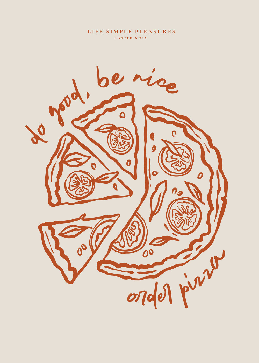 Køkkenkunst med minimalistisk pizzaillustration