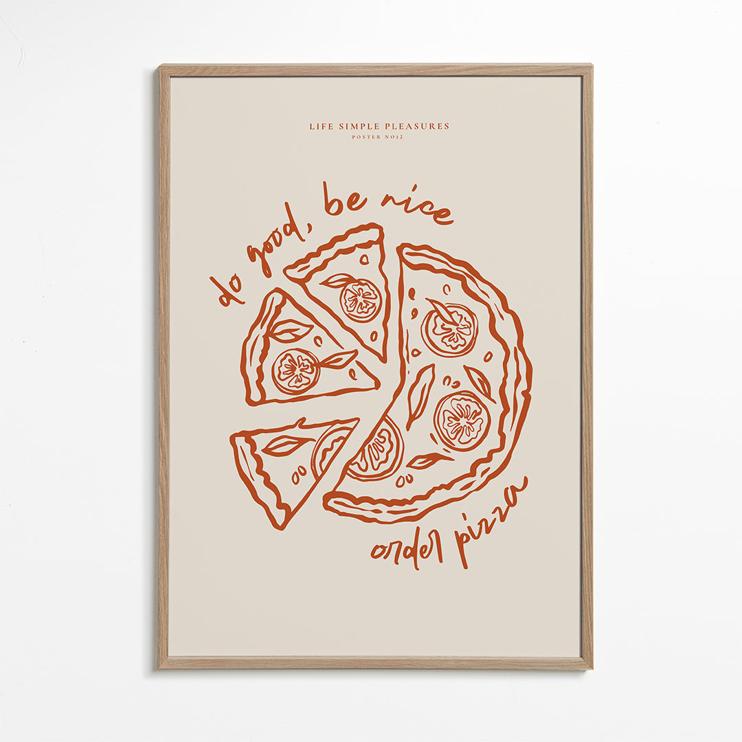 Køkkenkunst med minimalistisk pizzaillustration