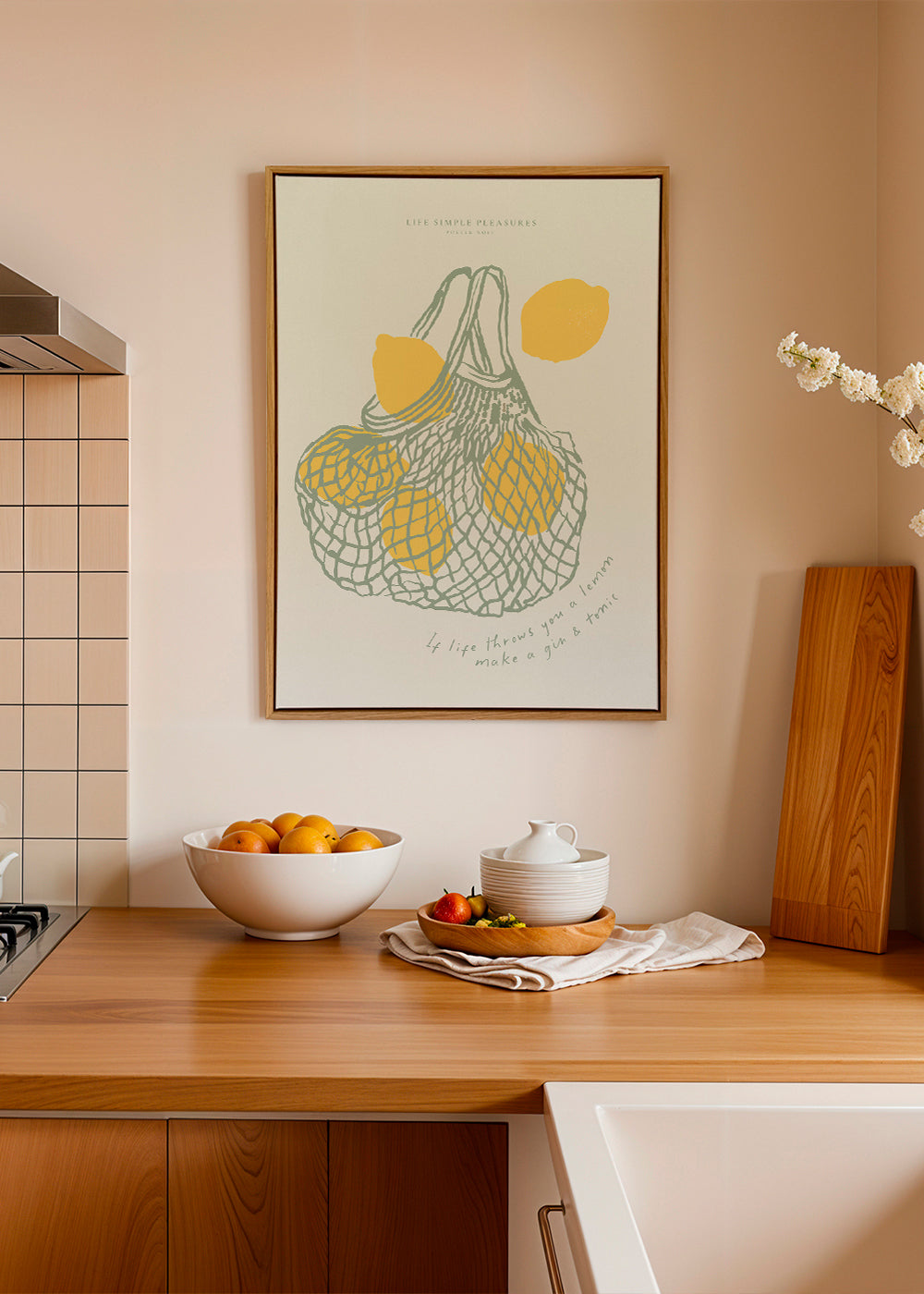 Køkkenkunst med citroner i net