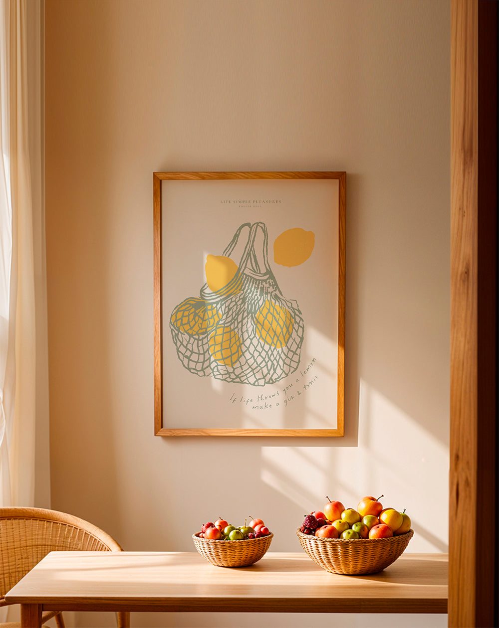 Køkkenkunst med citroner i net
