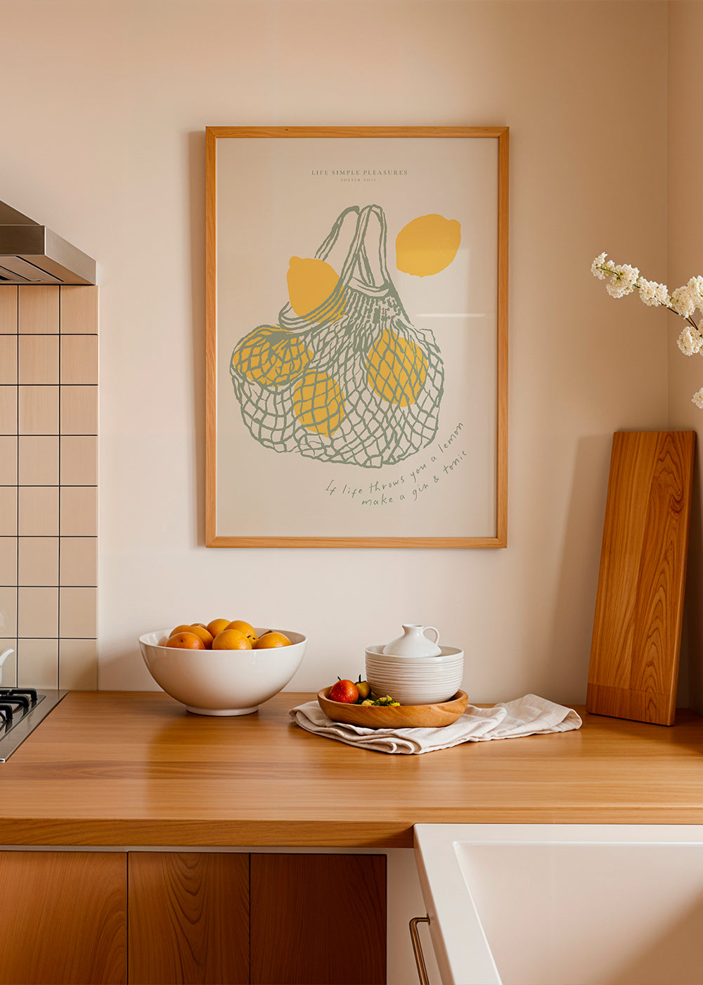 Køkkenkunst med citroner i net