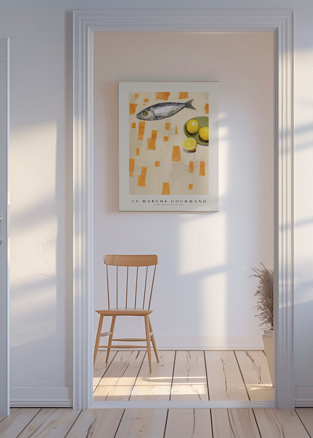 Køkkenkunst med fisk og citroner