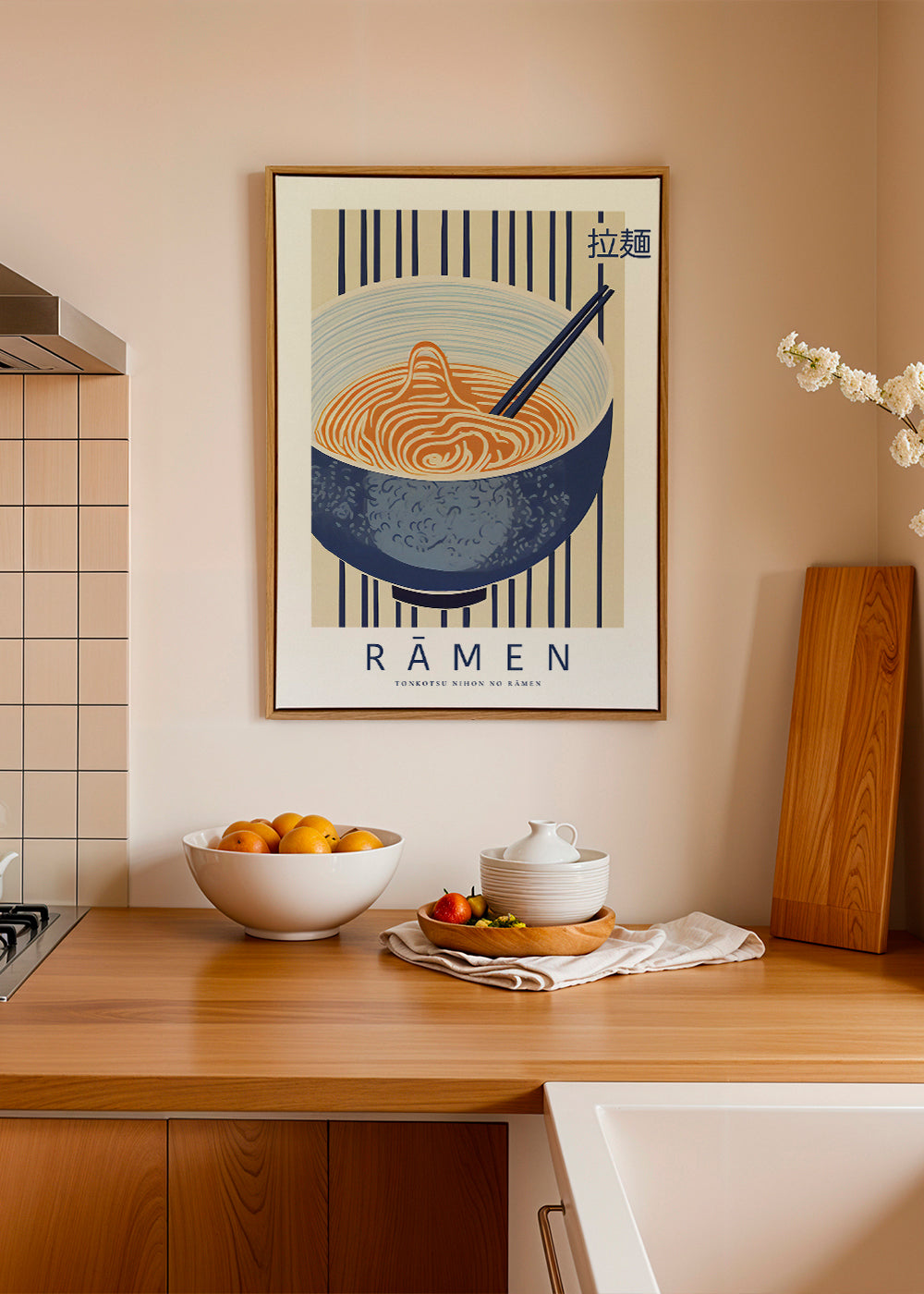 Køkkenkunst Ramen illustration i blå
