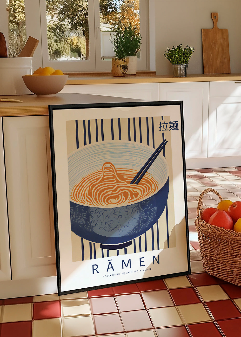 Køkkenkunst Ramen illustration i blå