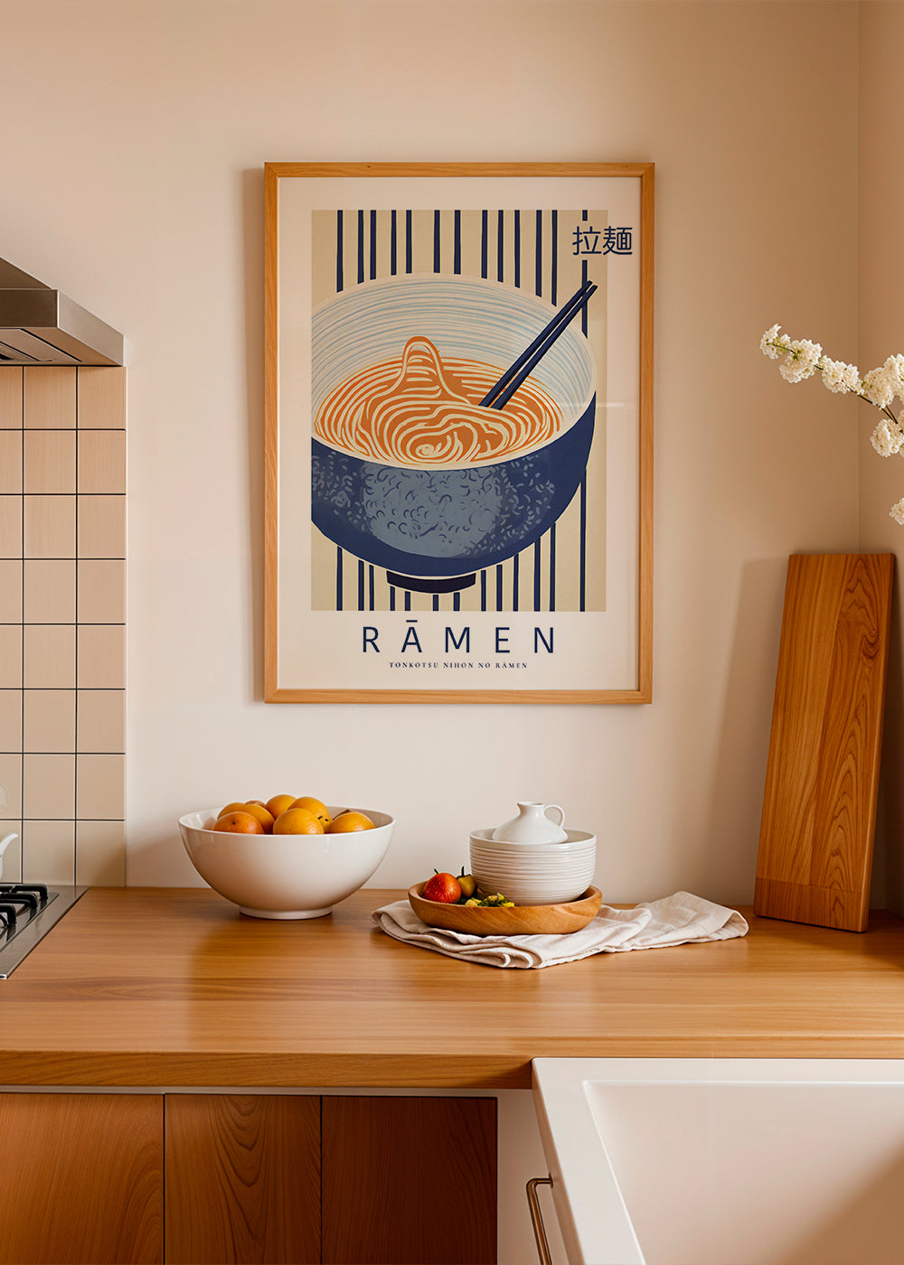 Køkkenkunst Ramen illustration i blå