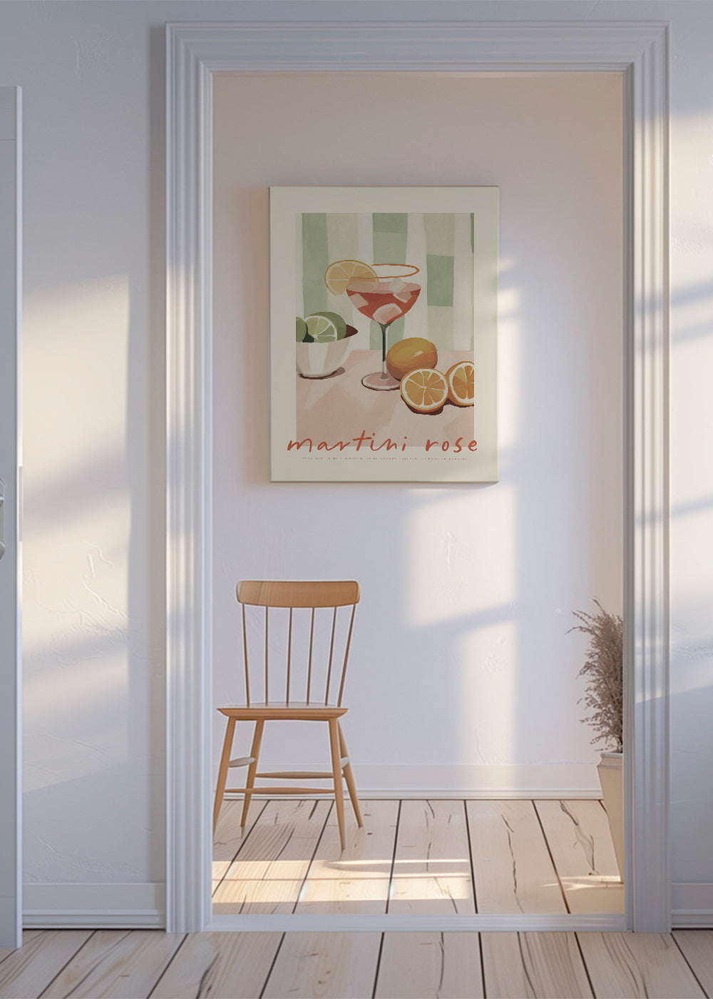 Køkkenkunst Martini Rose illustreret cocktail