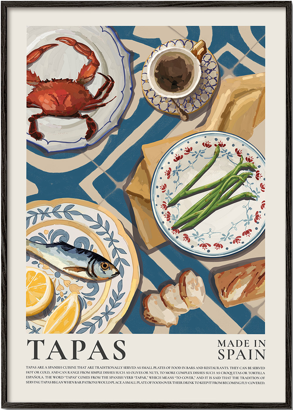 Køkkenkunst: tapas på blå dug