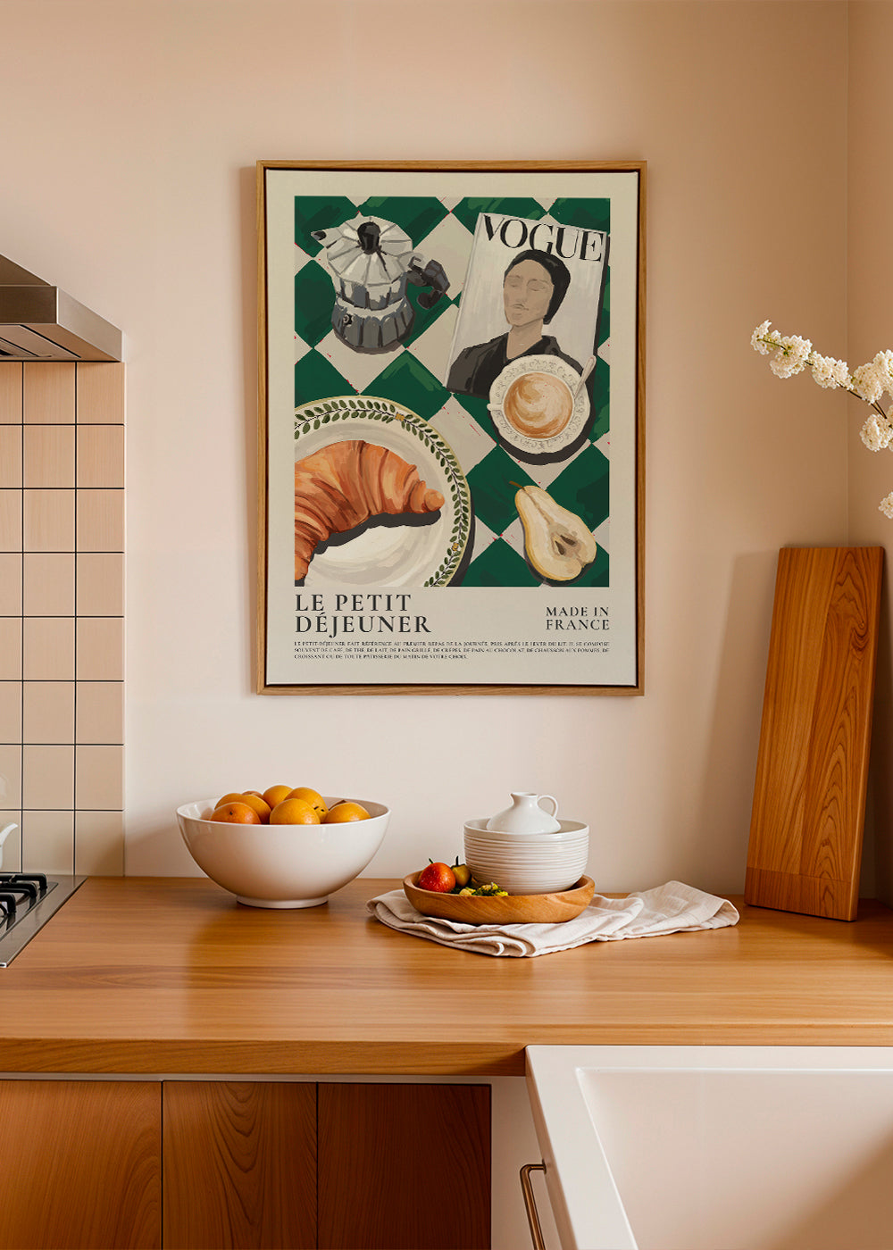 Køkkenkunst morgenmad med croissant og kaffe