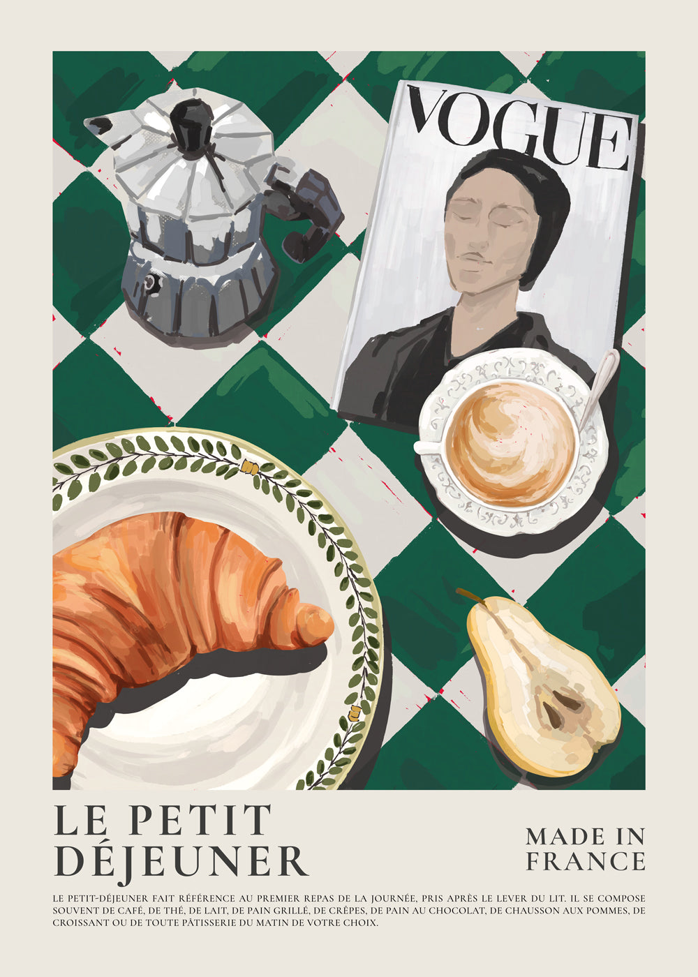 Køkkenkunst morgenmad med croissant og kaffe