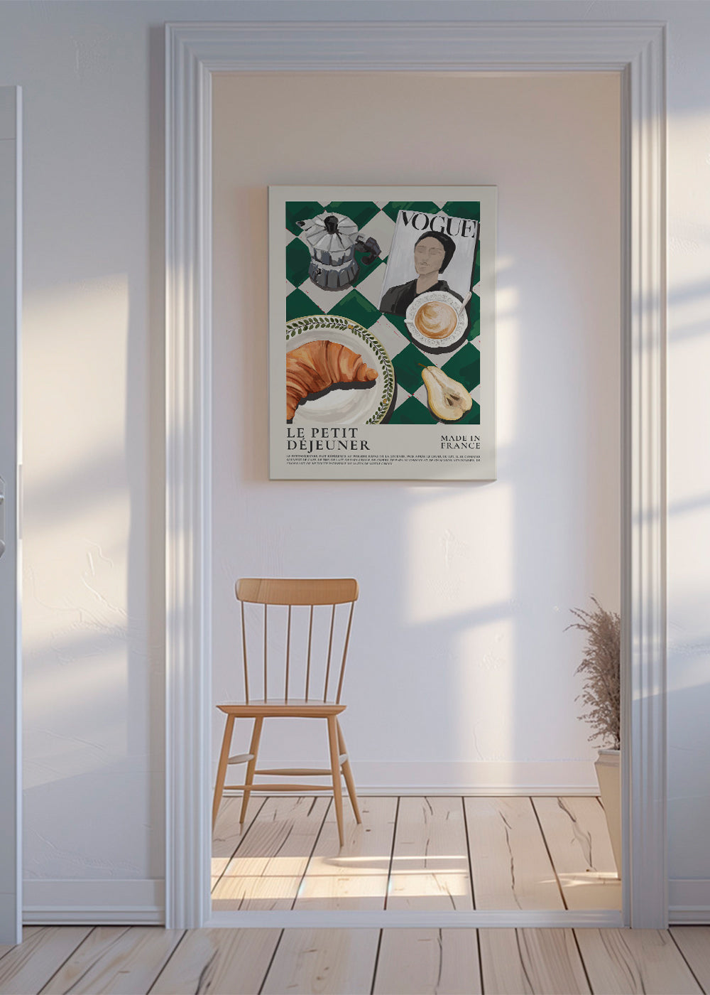 Køkkenkunst morgenmad med croissant og kaffe