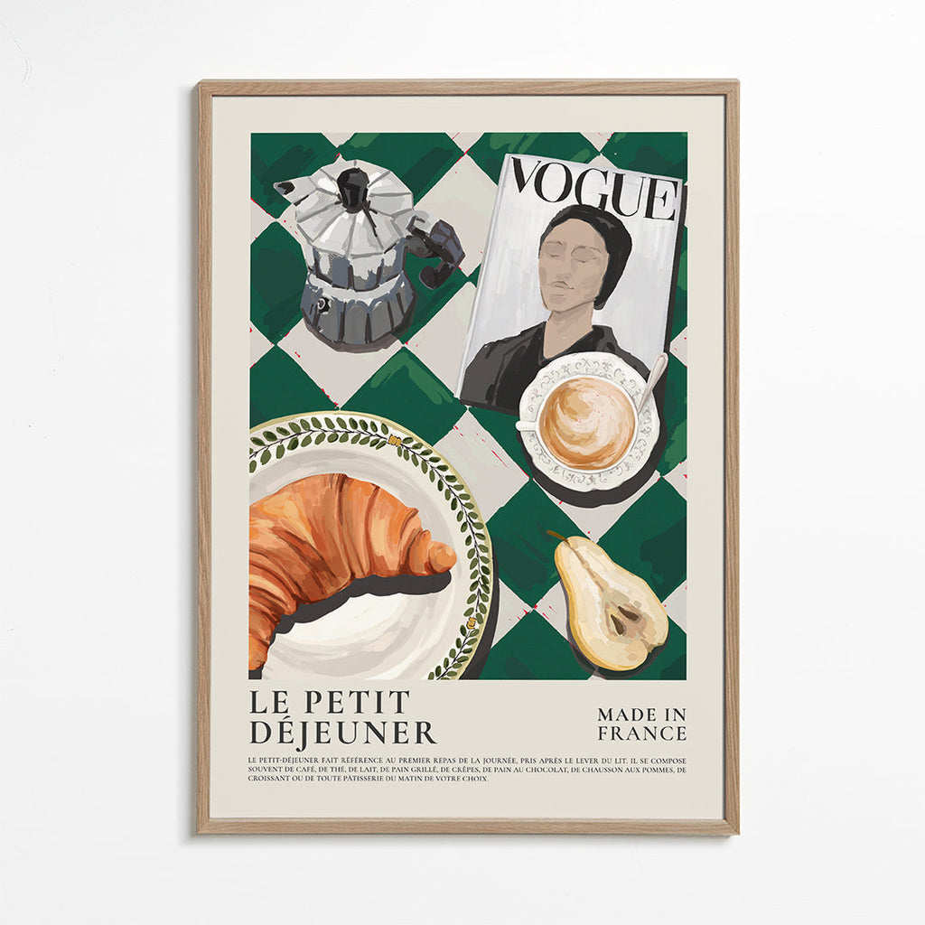 Køkkenkunst morgenmad med croissant og kaffe