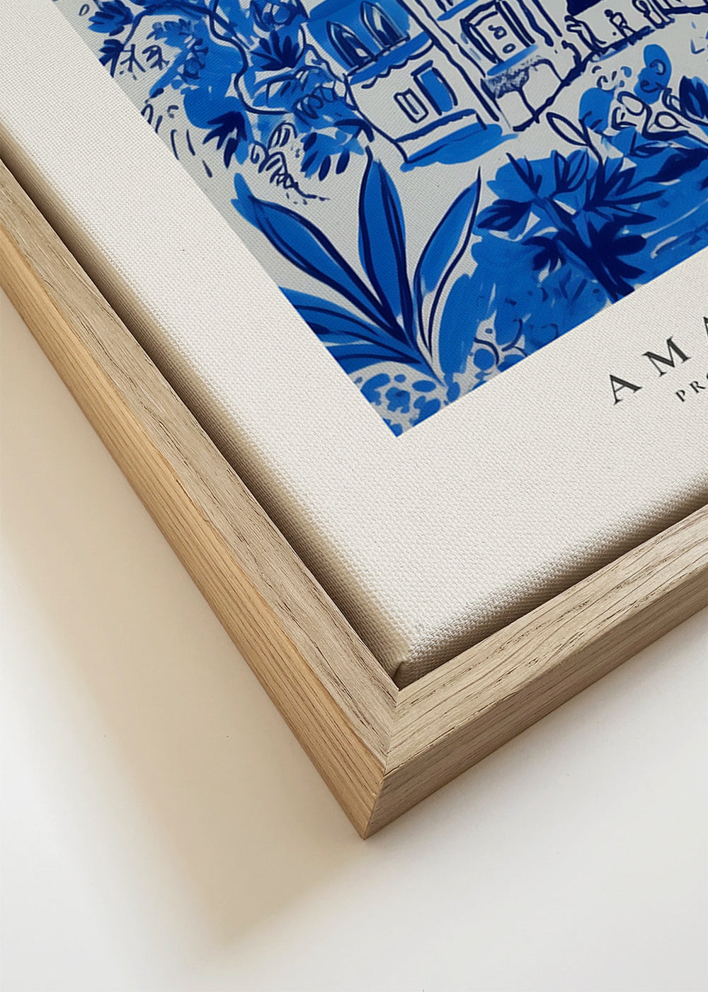Kunstplakat Positano blå illustration