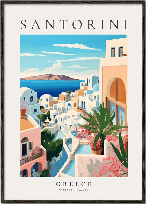 Rejseplakat Santorini kystudsigt