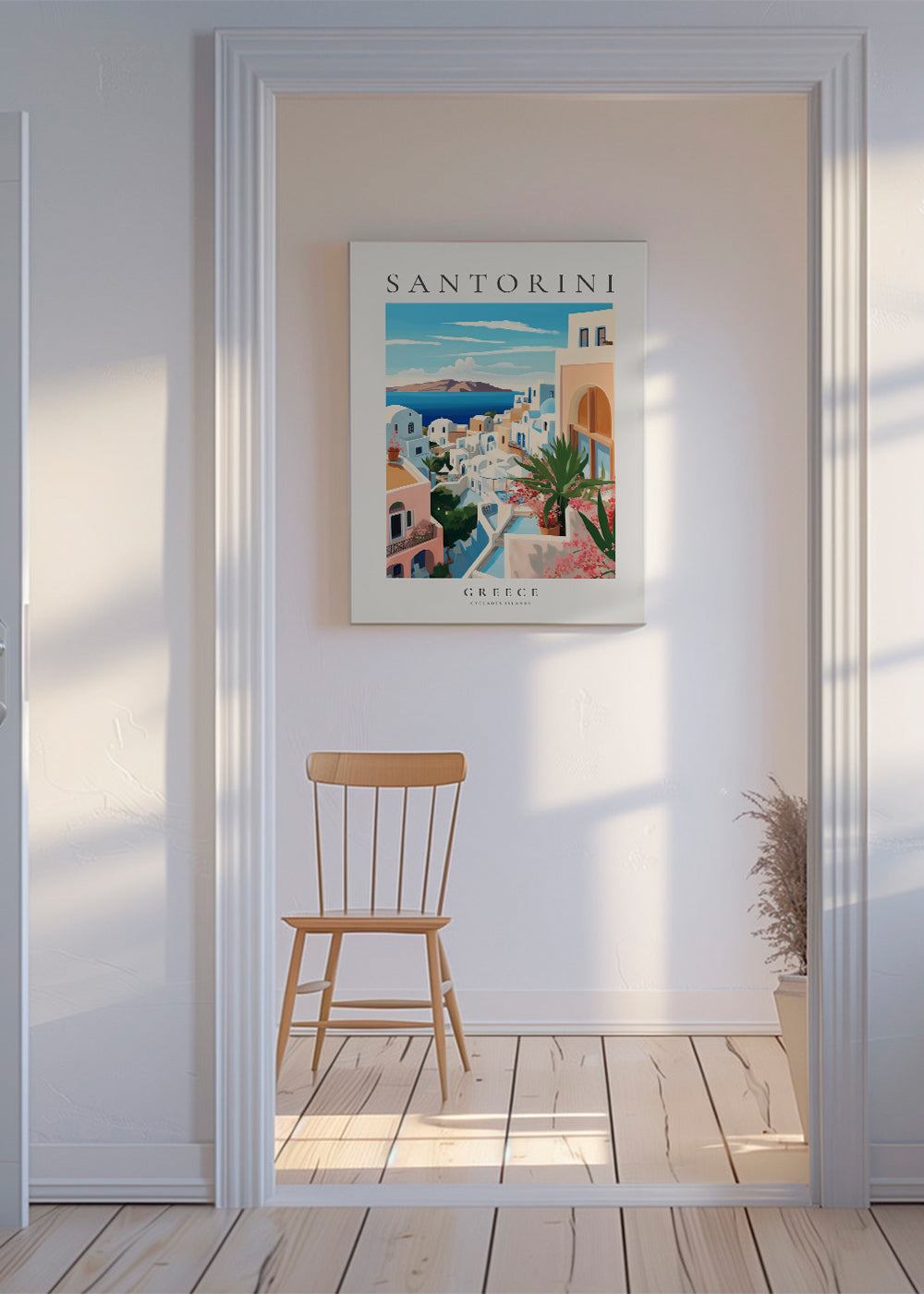Rejseplakat Santorini kystudsigt